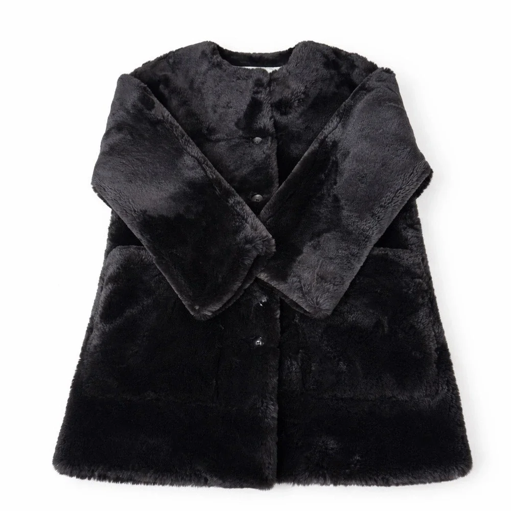 Proenza Schouler Penelope Faux Fur Coat White Label Women's Size Medium Black - Picture 8 of 9